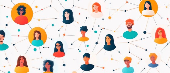 Poster - Abstract graphic depicting interconnected individuals in a digital network