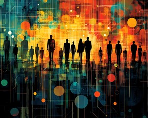 Poster - Conceptual artwork of a complex network of individuals linked by lines