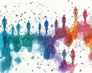 Fototapete - Conceptual artwork of a complex network of individuals linked by lines