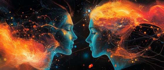 Fototapete - Creative depiction of interconnected individuals forming a network