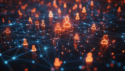 Aufkleber - Creative depiction of a straightforward graphic showing interconnected individuals in an online network