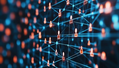 Aufkleber - Creative depiction of a straightforward graphic showing interconnected individuals in an online network