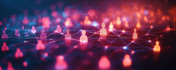 Fototapete - Illustration of an online network with interconnected individuals