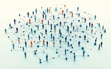 Poster - Interconnected people and nodes representing network connections in business