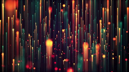 Vibrant colors glowing lines rising up digital effect loop. Video Christmas, celebration, New Year, party background animation.