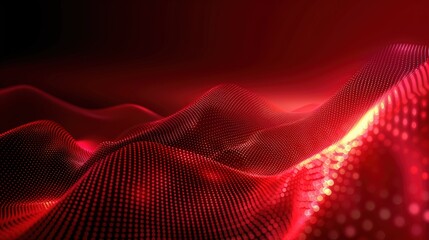 Wall Mural - A mesmerizing abstract wave pattern of glowing red particles, representing technology and digital innovation