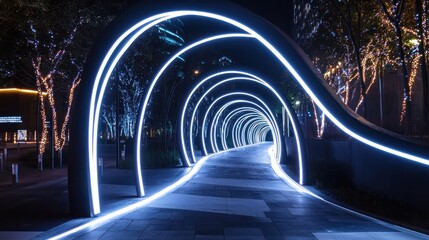 Wall Mural - Light Installations: Capture artistic light installations along the walking paths, creating a magical atmosphere.