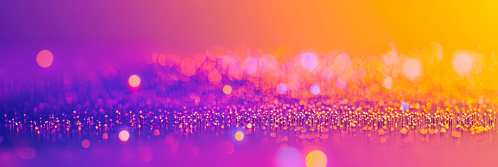 Fototapete - Soft purple and orange bokeh lights blend seamlessly together, evoking a sense of tranquility and warmth in a serene environment during sunset