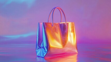 Shiny Metallic Bag with Colorful Background