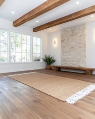 Wall Mural - Modern Rustic Fitness Room with Stone Accents