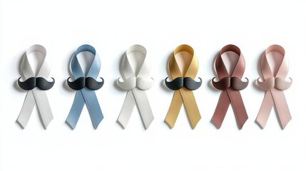 Promote awareness with mustache-themed ribbons for health and support causes