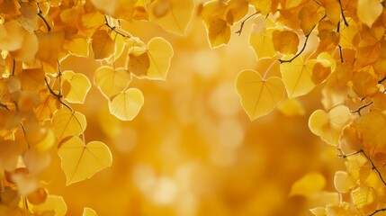 Yellow background with green leaves, nature-themed design.