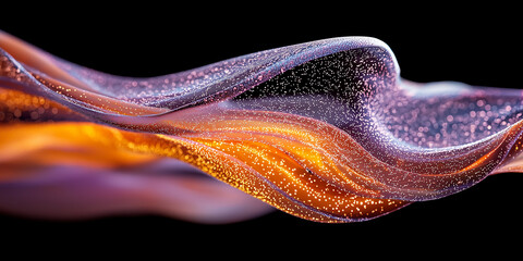Poster - Glowing abstract shapes float in virtual space, creating mesmerizing and dynamic visual experience with vibrant colors and intricate details