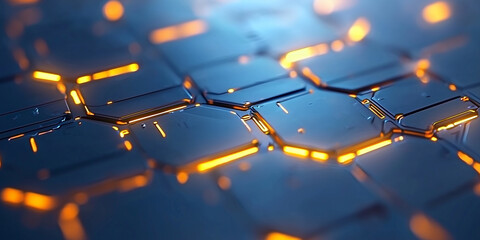 Aufkleber - Futuristic glowing geometric patterns on building facade create mesmerizing visual effect
