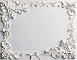 White paper background with white flourishes and copy space