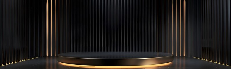 Poster - gold background podium stage golden 3d platform light stand product. background podium abstract gold