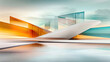 © Carmen Steiner - Futuristisches Architekturdesign aus 2D Elementen und 3D Elementen, mit schwebenden geometrischen Formen und dynamischer Beleuchtung