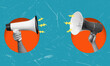 © beast01 - Contemporary art collage depicting two megaphones facing each other.