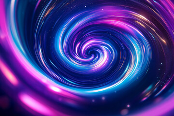 Wall Mural - swirling neon vortex in purple blue color