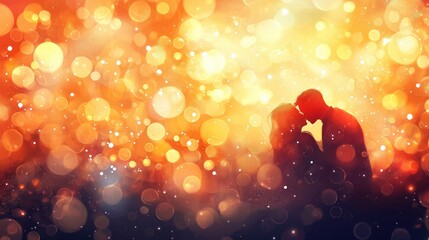 Wall Mural - Couples Share Intimate Moments Amidst a Magical Bokeh Background