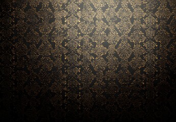 Golden Floral Pattern on Black Background