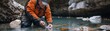 © Exotic Escape - Geologist testing mineral content of water at pristine spring site