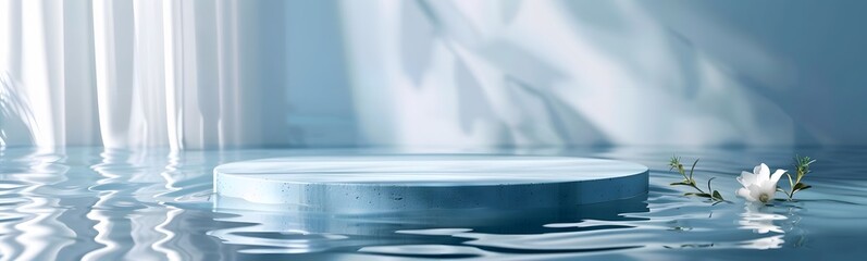 Poster - background water podium product 3d cosmetic abstract platform blue beauty. render background podium 