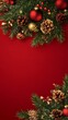 © Nathamanee - A red background with a Christmas tree on it