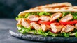 © Mad Unicorn - A tasty chicken wrap loaded with fresh greens and tomatoes, nestled in a soft flatbread, perfect for a quick and healthy meal.