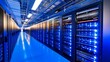 © aironamad - A Modern Data Center Filled with Rack Servers and Blue LED Lights
