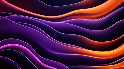 Abstract digital artwork featuring vibrant flowing lines in orange and purple hues against a dark background, creating a dynamic and fluid motion effect.