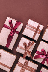 Wall Mural - christmas.christmas gift box zero waste,boxing day, eco friendly packaging gifts kraft paper eco chr