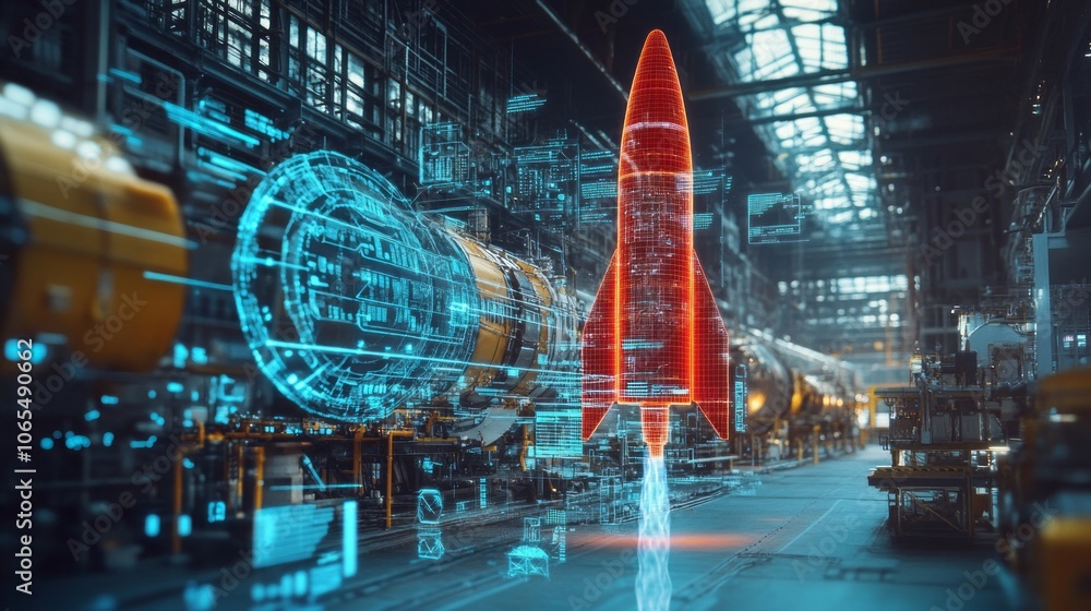 Digital twin of an industrial air with digital overlay showing data and ...