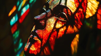 Wall Mural - Abstract Portrait Through Stained Glass Window.