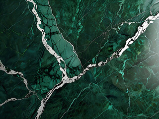 Wall Mural - Green marble with veins of silver and gold. Abstract background, mineral texture.