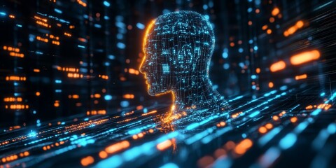 Wall Mural - machine learning process featuring artificial intelligence, deep data mining, and machine learning a