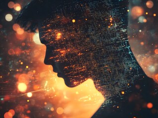 Poster - Enigmatic Silhouette with Abstract Lights and Patterns