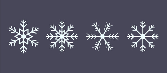 Wall Mural - set of cute snowflake icons on isolated background new year ornament symbols for mobile apps and web
