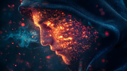Poster - Mysterious Figure with Data Visualization Effect