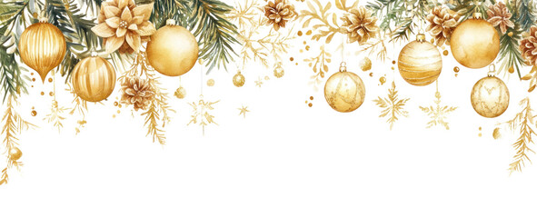 Wall Mural - png gold christmas border illustration ornaments.