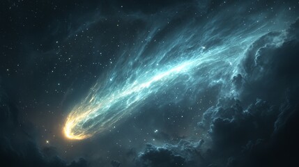 Wall Mural - a comet blazing through a starry nebula