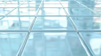 Wall Mural - High angle of transparent glass texture, capturing reflections and light distortions for a sleek modern appearance