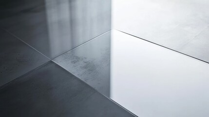 Wall Mural - High angle of transparent glass texture, capturing reflections and light distortions for a sleek modern appearance
