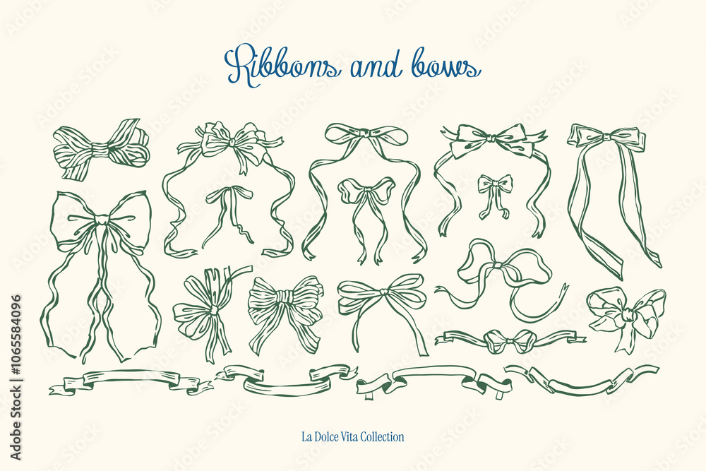 Vector de Stock Minimalist hand drawn ribbons and bows vector ...