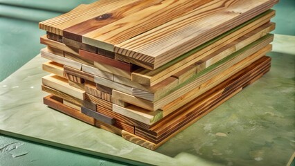 Wall Mural - A Stack of Wooden Boards of Different Sizes and Colors Ready to be Assembled into a Unique Project