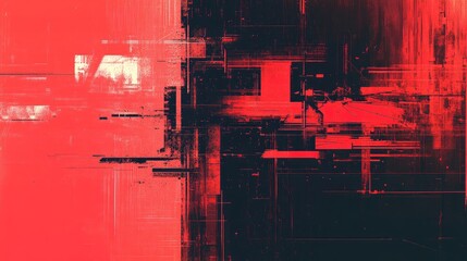 Wall Mural - abstract red glitch background with digital lines and textures. red on a black backdrop. modern wall
