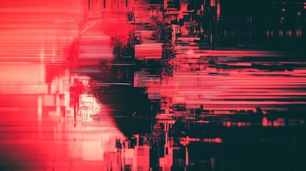 abstract red glitch background with digital lines and textures. red on a black backdrop. modern wall