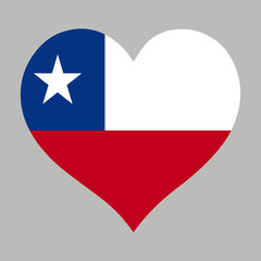 Wall Mural - Chilean flag in heart shape, vector illustration on isolated background.