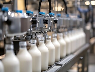 Automated Milk Bottling Process in a Factory