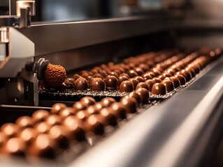 Chocolate Production Line in Modern Factory